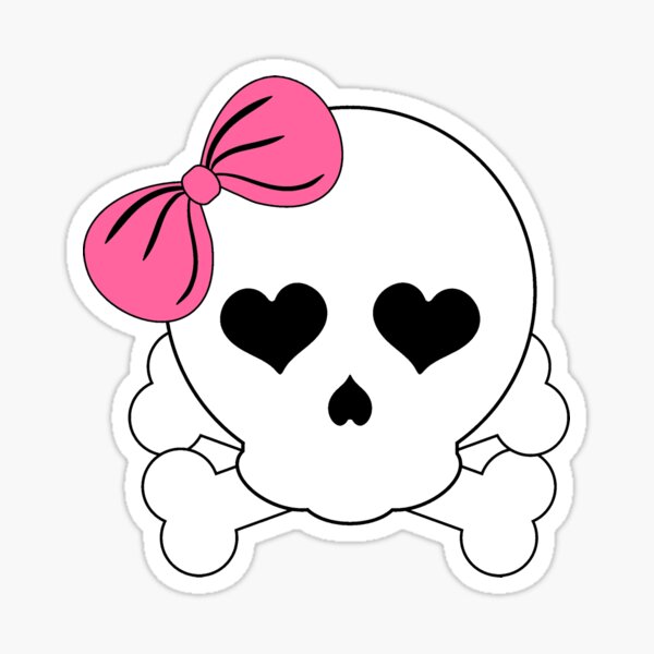 Girly Skull With Pink Bow Sticker By Jandsgraphics Redbubble