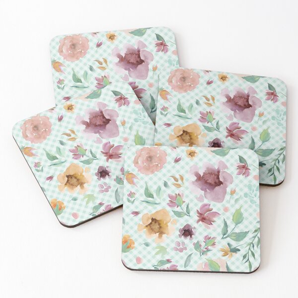 Item preview, Elegant watercolor painted florals and gingham, cottagecore aesthetic designed and sold by Orianah.