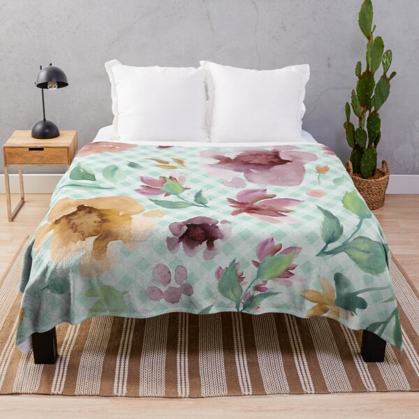 Item preview, Elegant watercolor painted florals and gingham, cottagecore aesthetic designed and sold by Orianah.