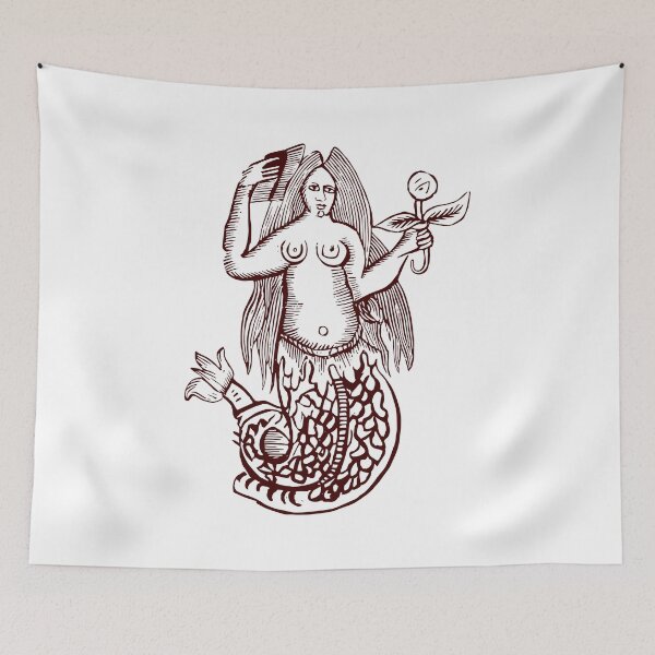 Item preview, Woodcut Mermaid  designed and sold by Texterns.