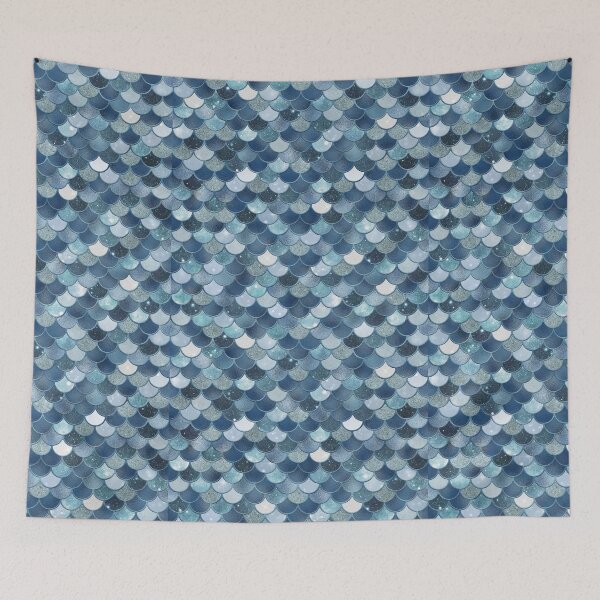Item preview, Blue Glitter Mermaid Scale Pattern designed and sold by PressedOak.