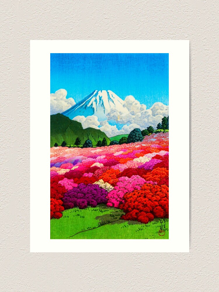 Hasui Kawase Views of Mount Fuji Azalea Garden Vintage Japanese