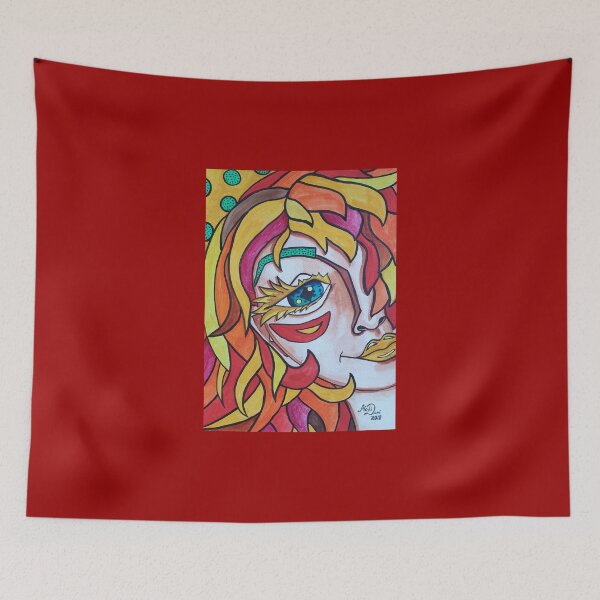 Item preview, Sunny Lady portrait, watercolour drawing Pop Art Style designed and sold by MariDaniArt.
