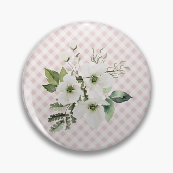 Item preview, Elegant watercolor painted florals and gingham, cottagecore aesthetic collection 3 of 3 white florals designed and sold by Orianah.
