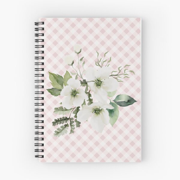 Item preview, Elegant watercolor painted florals and gingham, cottagecore aesthetic collection 3 of 3 white florals designed and sold by Orianah.