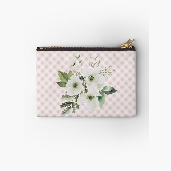 Item preview, Elegant watercolor painted florals and gingham, cottagecore aesthetic collection 3 of 3 white florals designed and sold by Orianah.