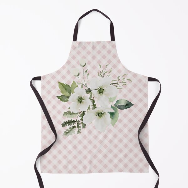 Item preview, Elegant watercolor painted florals and gingham, cottagecore aesthetic collection 3 of 3 white florals designed and sold by Orianah.