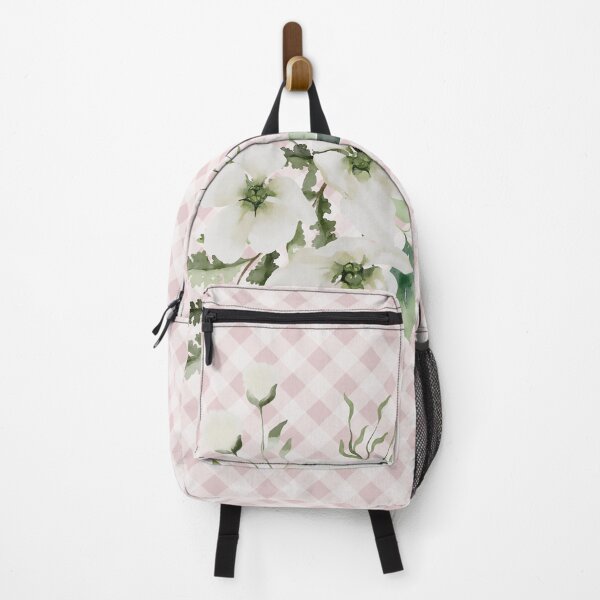 Item preview, Elegant watercolor painted florals and gingham, cottagecore aesthetic collection 3 of 3 white florals designed and sold by Orianah.