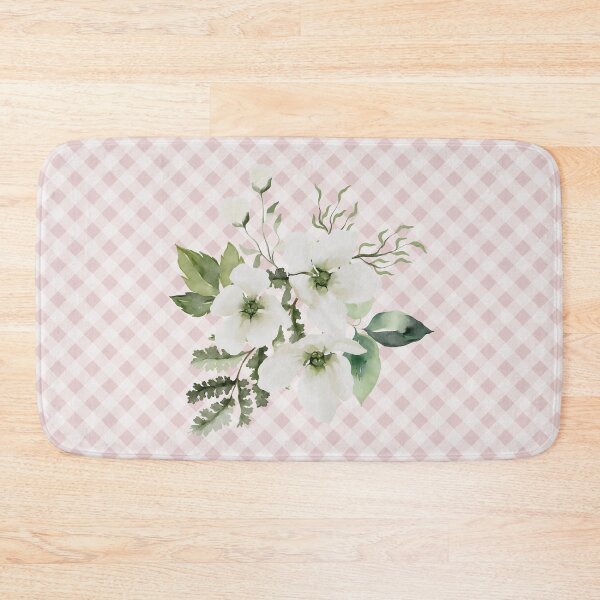 Item preview, Elegant watercolor painted florals and gingham, cottagecore aesthetic collection 3 of 3 white florals designed and sold by Orianah.