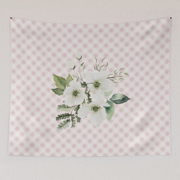 Item preview, Elegant watercolor painted florals and gingham, cottagecore aesthetic collection 3 of 3 white florals designed and sold by Orianah.