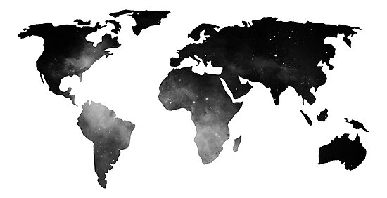 "Weltkarte Space Stars Schwarz und Weiß" Fotodrucke von ...