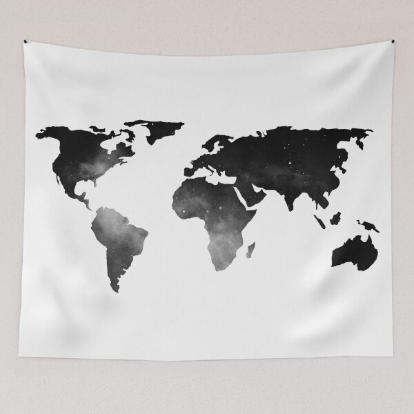 Item preview, World Map Space Stars Black and White designed and sold by naturemagick.