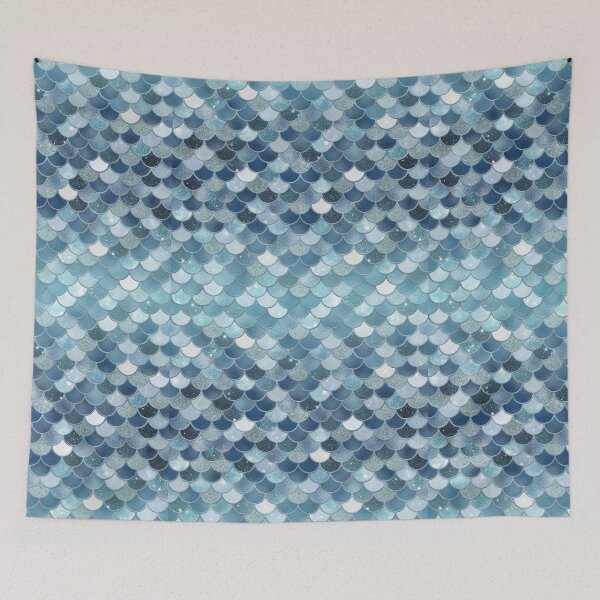 Item preview, Blue Glitter Mermaid Scale Pattern Gradient 2 designed and sold by PressedOak.