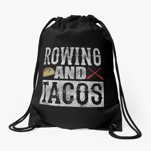 Rowing and Tacos Funny Taco Distressed Drawstring Bag