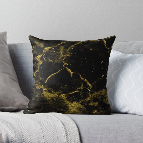 Luxe Black and Gold Marble Throw Pillow Throw Pillow