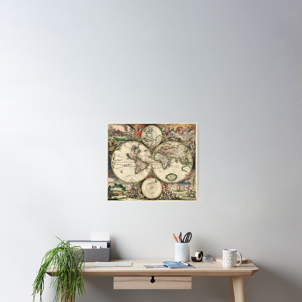 Vintage Maps Of The World 1689 Poster