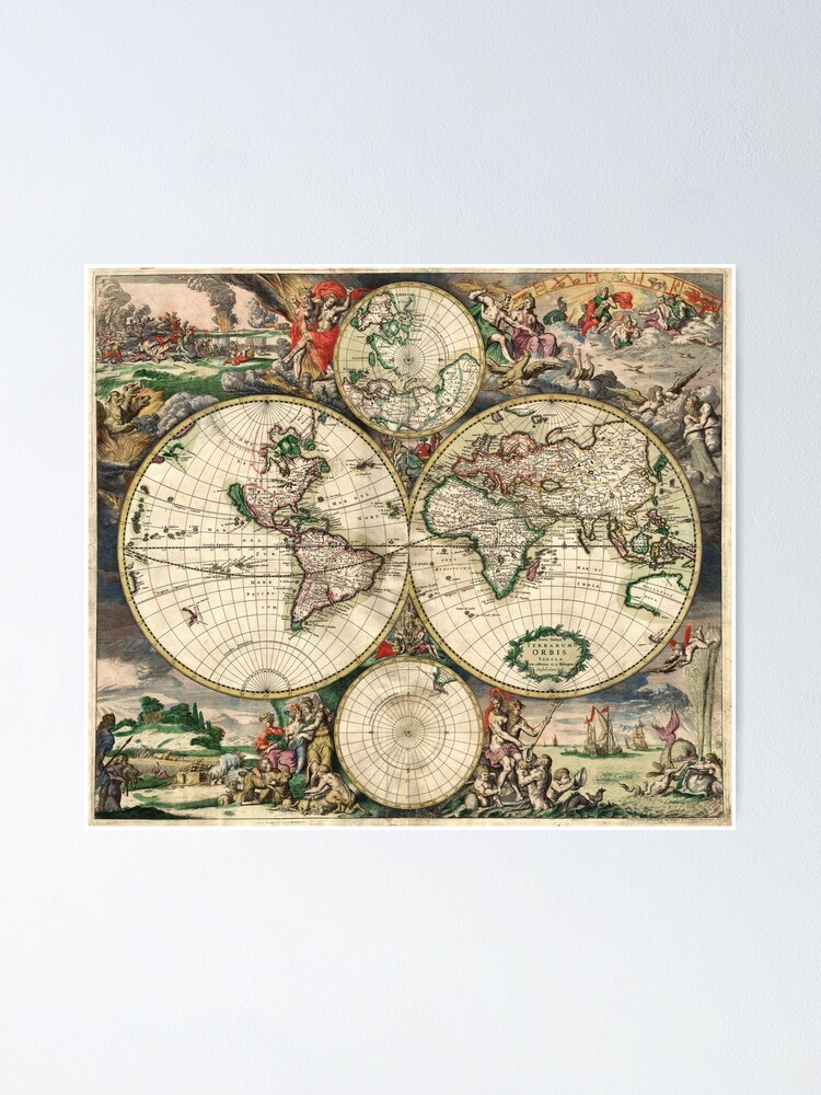Alternate view of Vintage Maps Of The World 1689 Poster