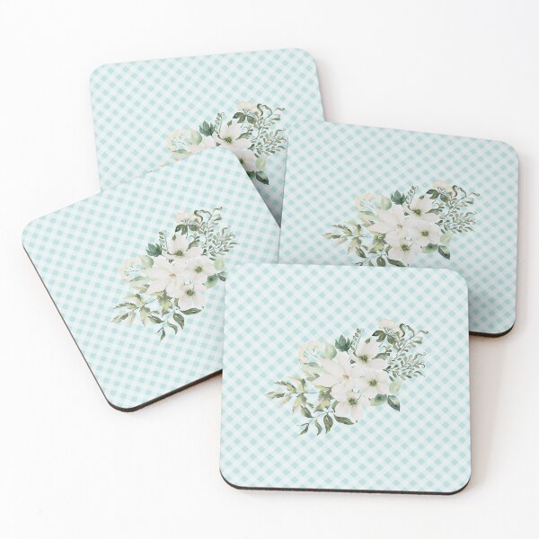 Item preview, Elegant watercolor painted florals and gingham, cottagecore aesthetic collection 2 of 3 white florals designed and sold by Orianah.
