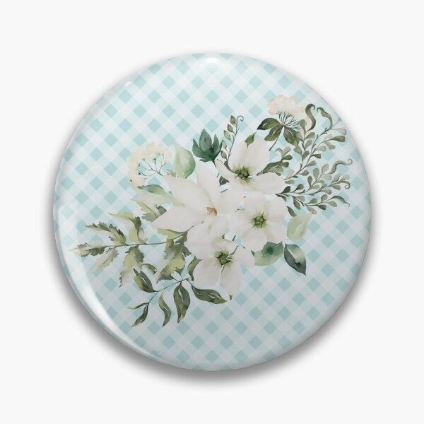 Item preview, Elegant watercolor painted florals and gingham, cottagecore aesthetic collection 2 of 3 white florals designed and sold by Orianah.
