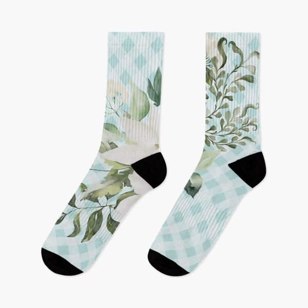 Item preview, Elegant watercolor painted florals and gingham, cottagecore aesthetic collection 2 of 3 white florals designed and sold by Orianah.