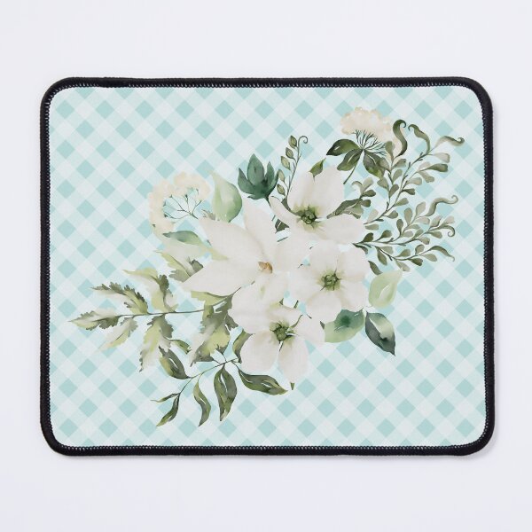 Item preview, Elegant watercolor painted florals and gingham, cottagecore aesthetic collection 2 of 3 white florals designed and sold by Orianah.