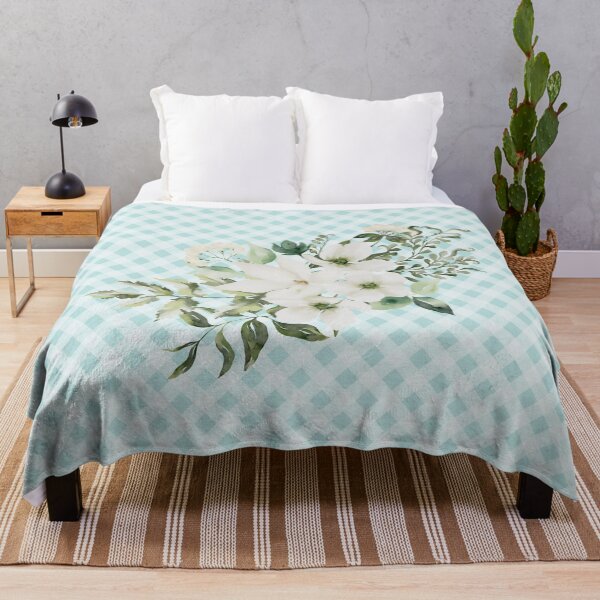 Item preview, Elegant watercolor painted florals and gingham, cottagecore aesthetic collection 2 of 3 white florals designed and sold by Orianah.