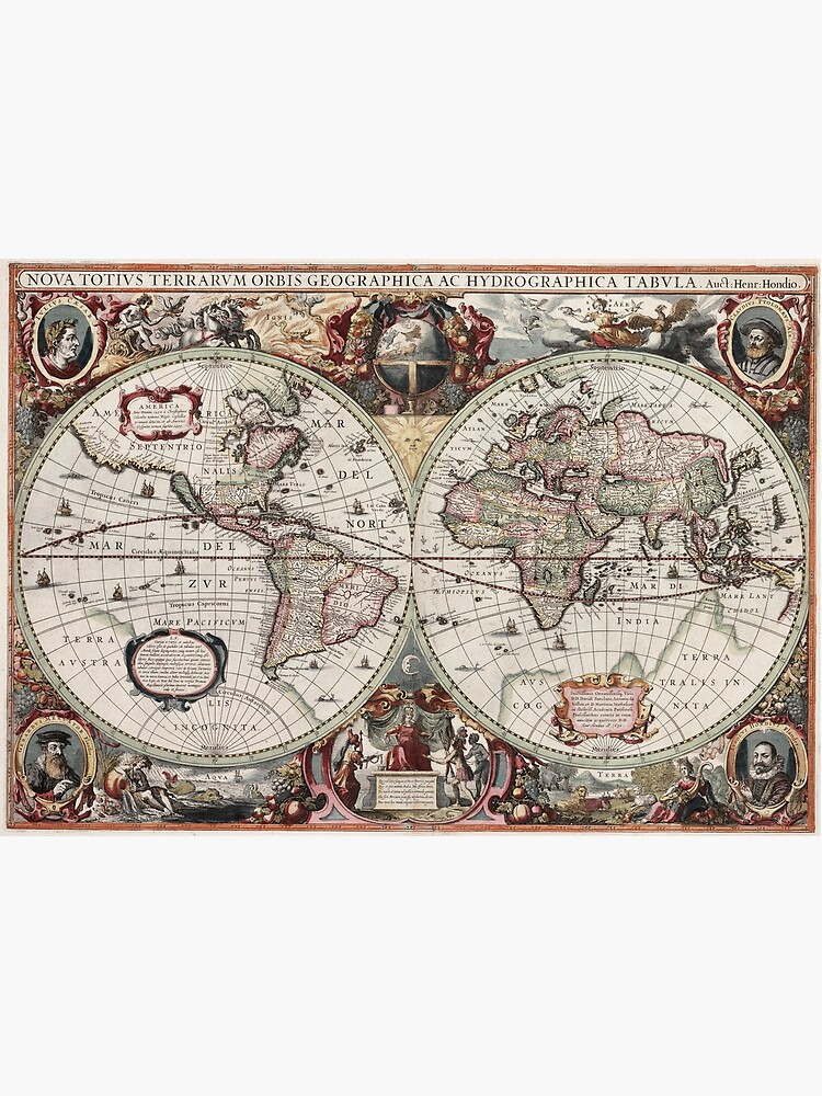 Vintage Maps Of The World. Geographic and Hydrographic Map of the Whole World by Goshadron