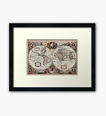 Cartes Vintage du monde. Carte géographique et hydrographique du monde entier Impression encadrée