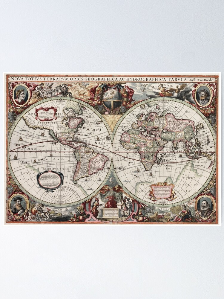 Alternate view of Vintage Maps Of The World. Geographic and Hydrographic Map of the Whole World Poster