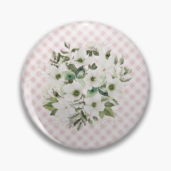 Item preview, Elegant watercolor painted florals and gingham, cottagecore aesthetic collection 1 of 3 white florals designed and sold by Orianah.