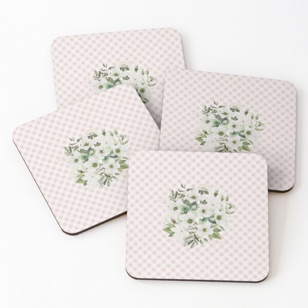 Item preview, Elegant watercolor painted florals and gingham, cottagecore aesthetic collection 1 of 3 white florals designed and sold by Orianah.