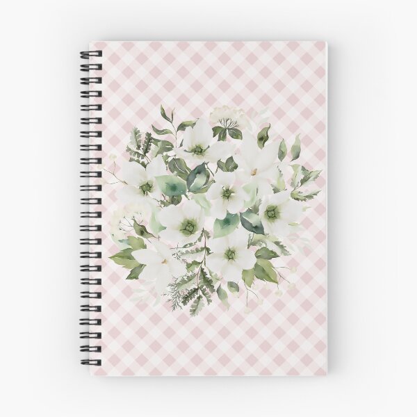 Item preview, Elegant watercolor painted florals and gingham, cottagecore aesthetic collection 1 of 3 white florals designed and sold by Orianah.