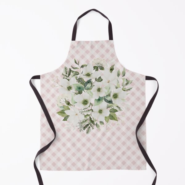 Item preview, Elegant watercolor painted florals and gingham, cottagecore aesthetic collection 1 of 3 white florals designed and sold by Orianah.