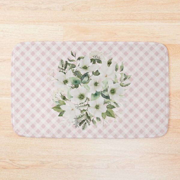 Item preview, Elegant watercolor painted florals and gingham, cottagecore aesthetic collection 1 of 3 white florals designed and sold by Orianah.