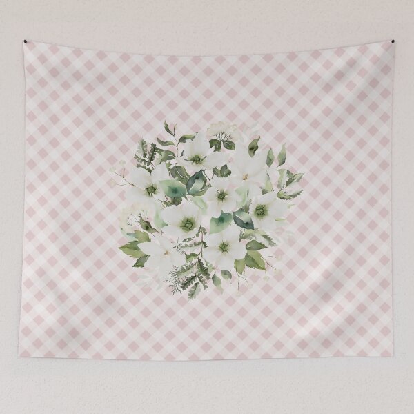Item preview, Elegant watercolor painted florals and gingham, cottagecore aesthetic collection 1 of 3 white florals designed and sold by Orianah.