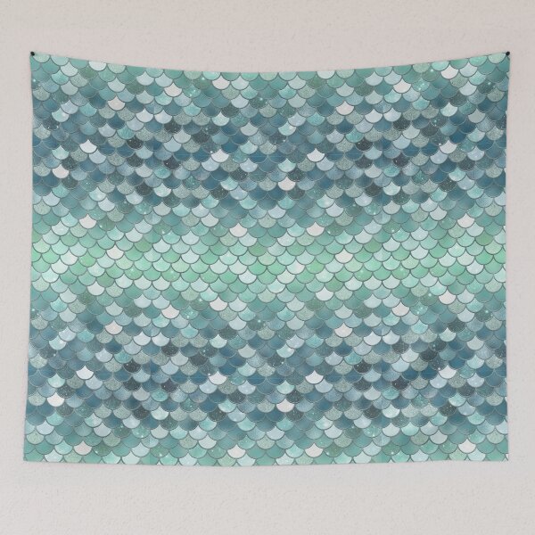 Item preview, Light Blue Glitter Mermaid Scale Pattern Gradient 2 designed and sold by PressedOak.