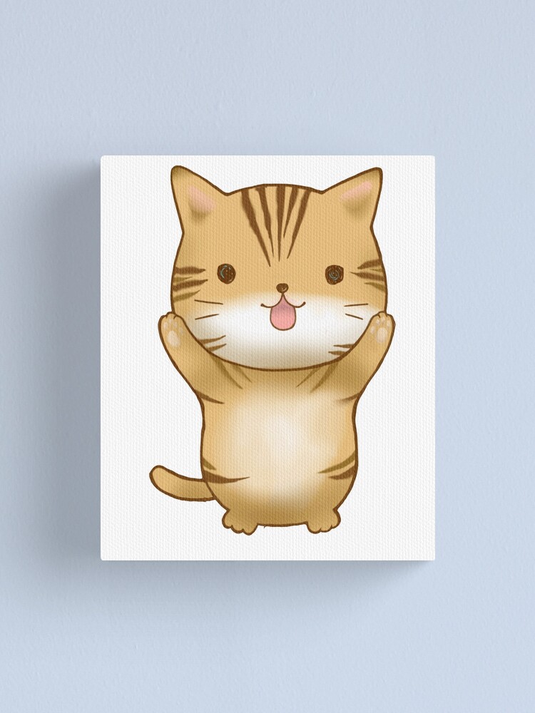 Impression Sur Toile Chat Orange Demandant Des Pattes D Emoji Droles Par Japaneseinkart Redbubble