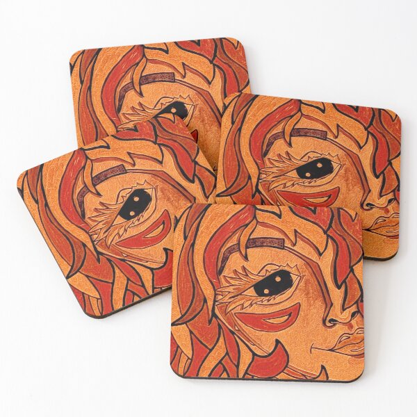 Item preview, Fire Lady portrait, edited watercolour drawing designed and sold by MariDaniArt.