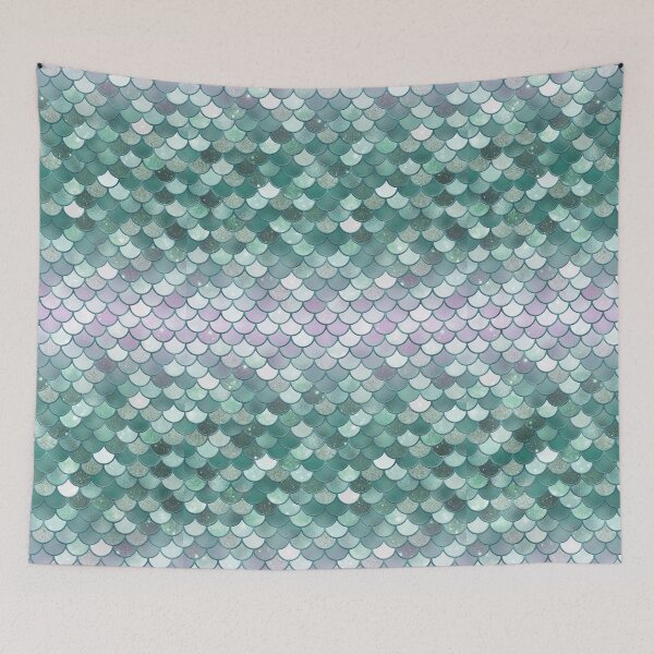 Item preview, Turquoise Glitter Mermaid Scale Pattern Gradient designed and sold by PressedOak.