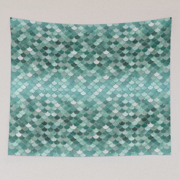 Item preview, Turquoise Glitter Mermaid Scale Pattern Gradient 2 designed and sold by PressedOak.