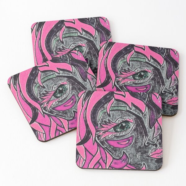 Item preview, Pink Lady portrait, edited watercolour drawing designed and sold by MariDaniArt.
