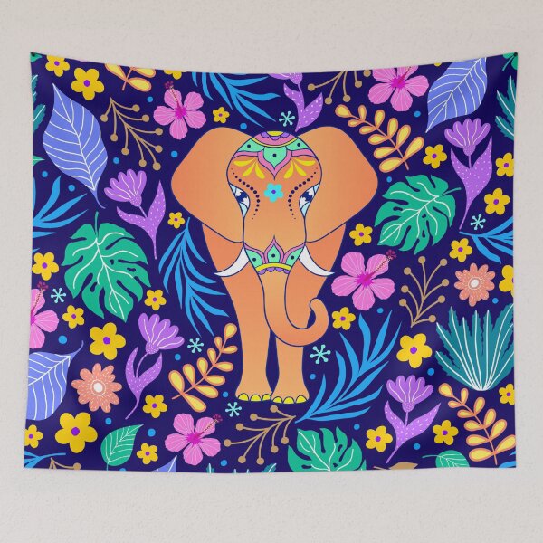 Item preview, Floral elephant designed and sold by FGCART.