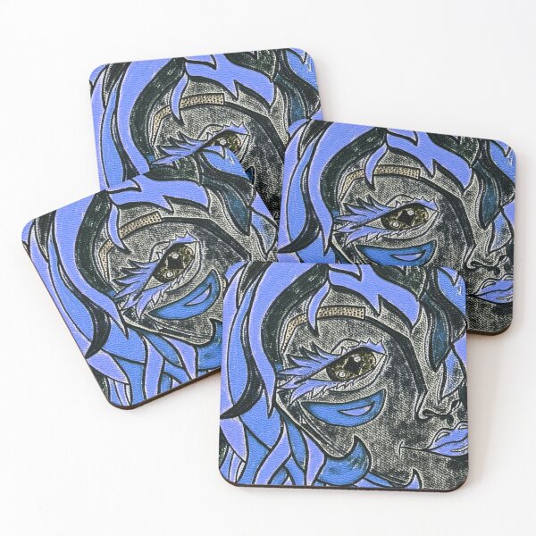 Item preview, Blue Lady portrait, edited watercolour drawing designed and sold by MariDaniArt.