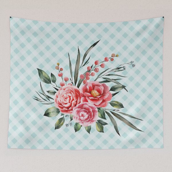 Item preview, Pretty vintage rose bouquet and gingham, cottagecore aesthetic collection 2 of 2 designed and sold by Orianah.