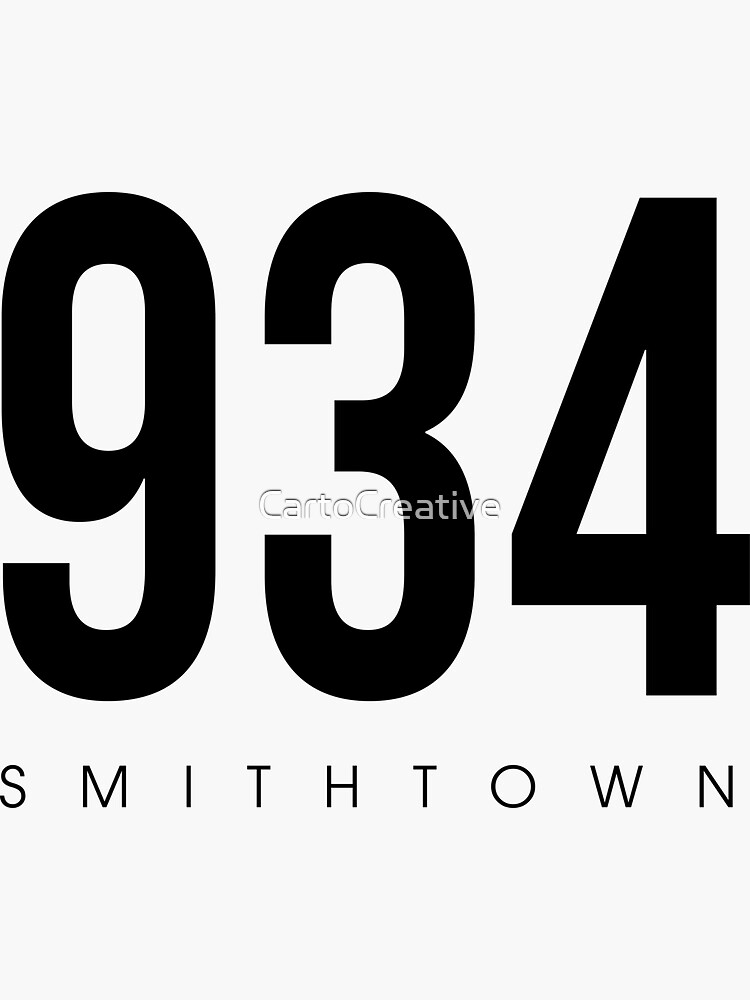 "Smithtown, NY 934 Area Code" Sticker for Sale by CartoCreative