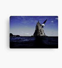 The bird, the sea and the pyramid Canvas Print