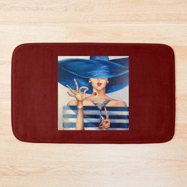 Item preview, Lady Blue Hat Modern Sexy Red Wine Glass Glamor   designed and sold by ontwerpstudiox.