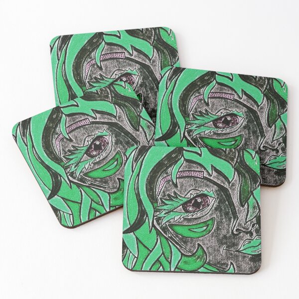 Item preview, Green Lady portrait, edited watercolour drawing designed and sold by MariDaniArt.
