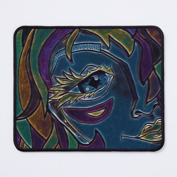 Item preview, Dark Blue Lady portrait, edited watercolour drawing designed and sold by MariDaniArt.
