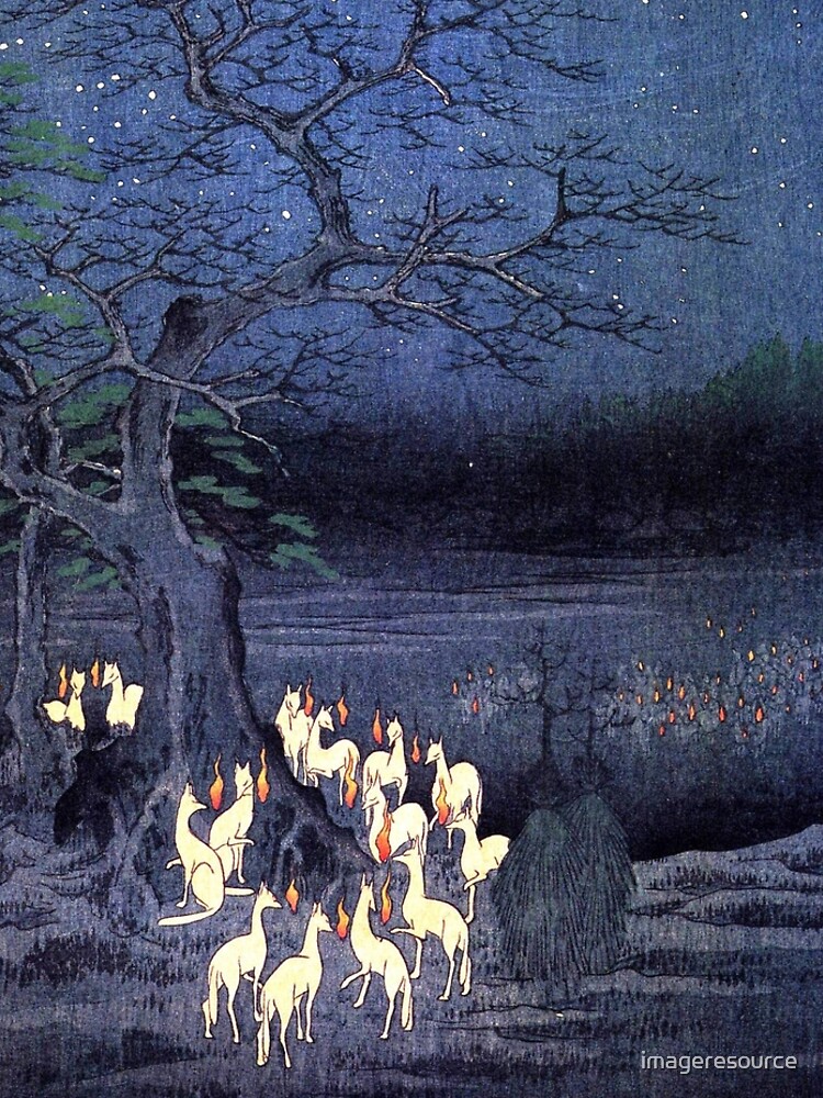 Japanese Print - Hiroshige - kitsune-yokai-fox by imageresource